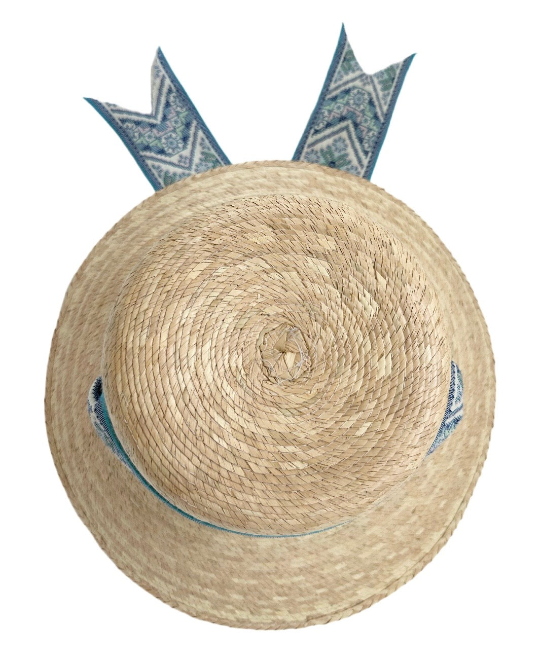 Clematis Bucket Hat in Vintage Blue Azure Tapestry Short Ribbon