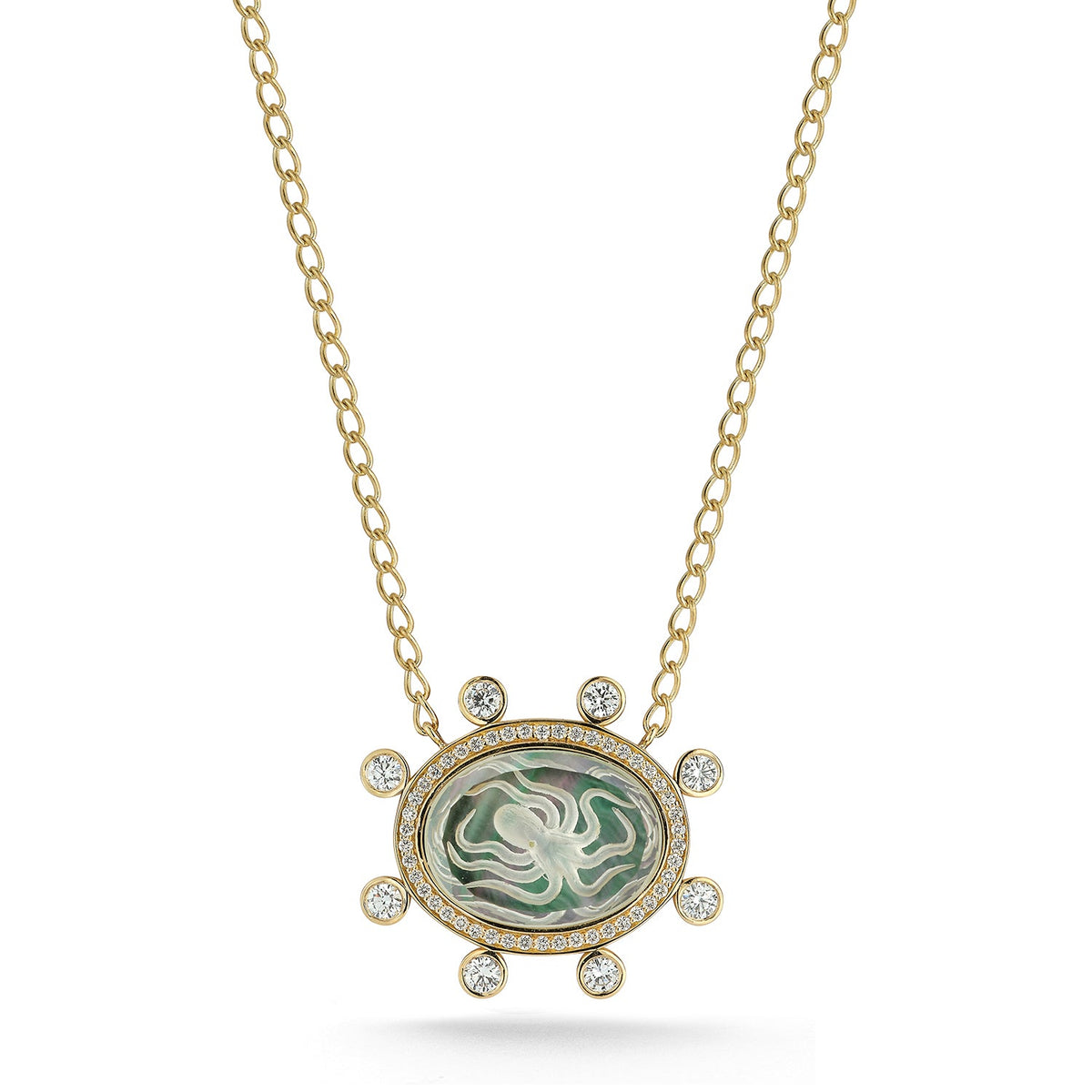 Large Octopus Caspian Necklace in Grey Mother-of-Pearl