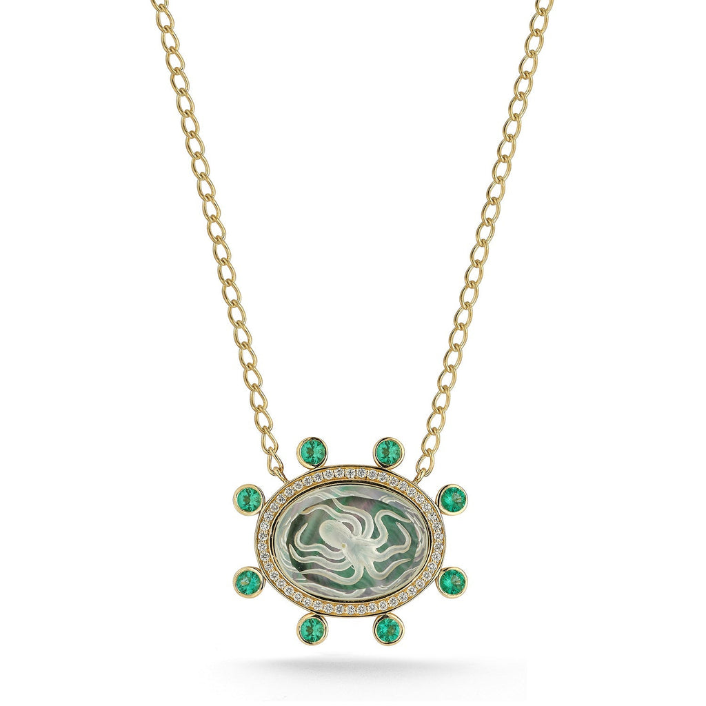 Large Octopus Caspian Necklace in Grey Mother-of-Pearl