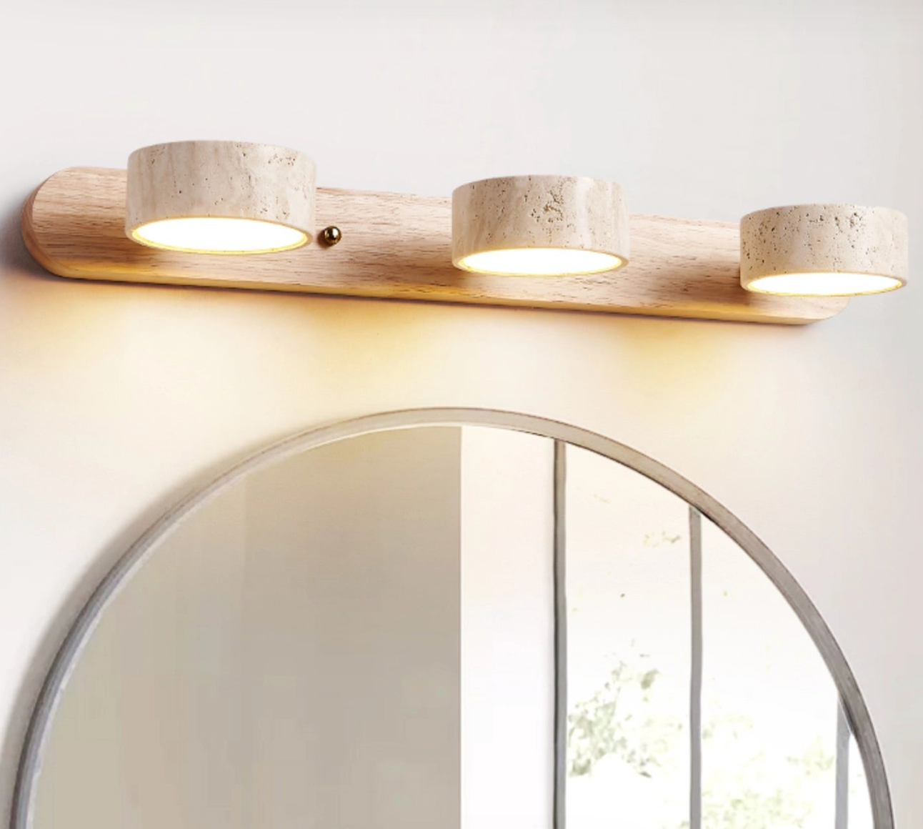 Adjustable Travertine Vanity Light Bathroom Wood Wall Sconce