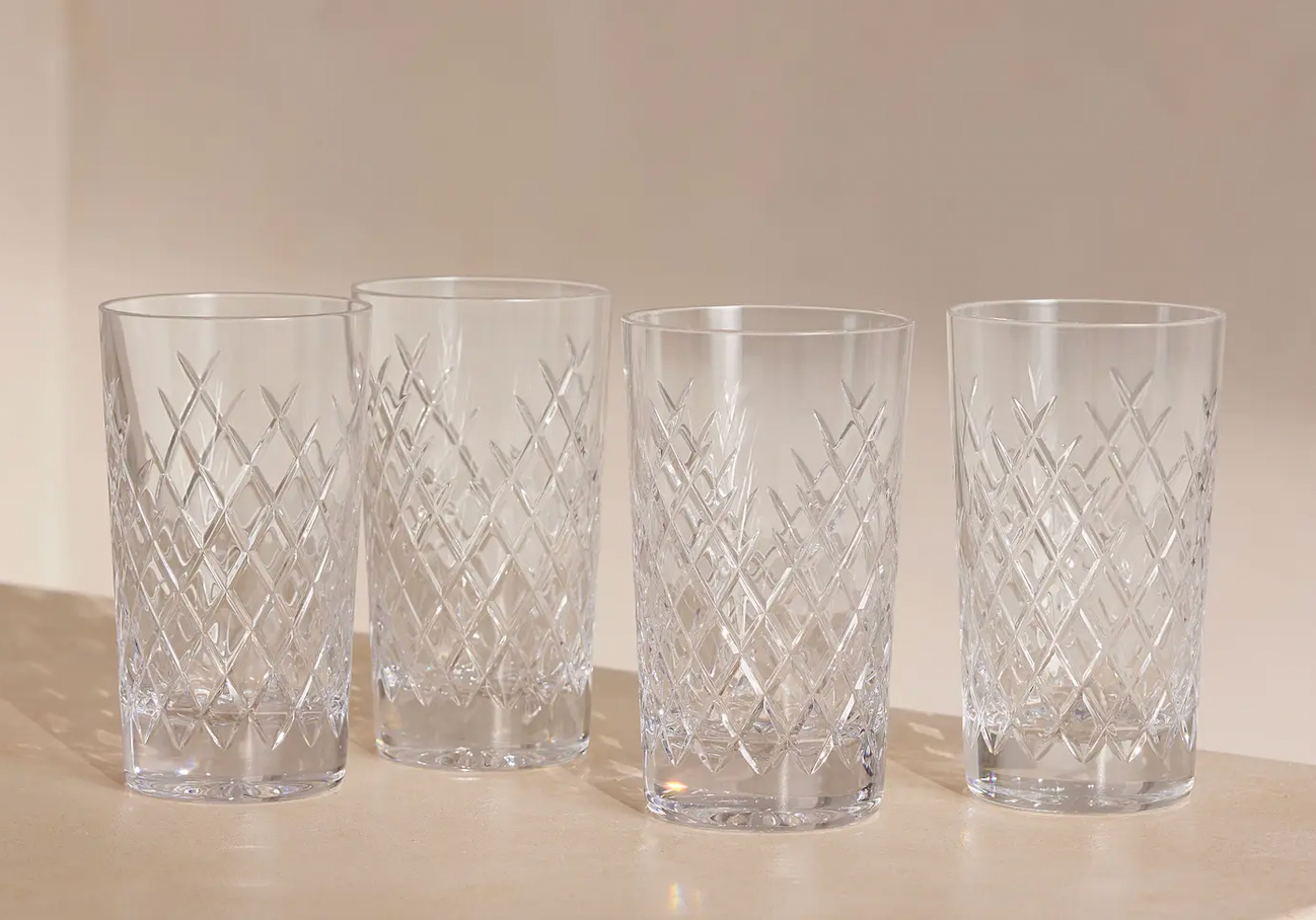 Barwell Cut Crystal Highball Glass, Set of Four