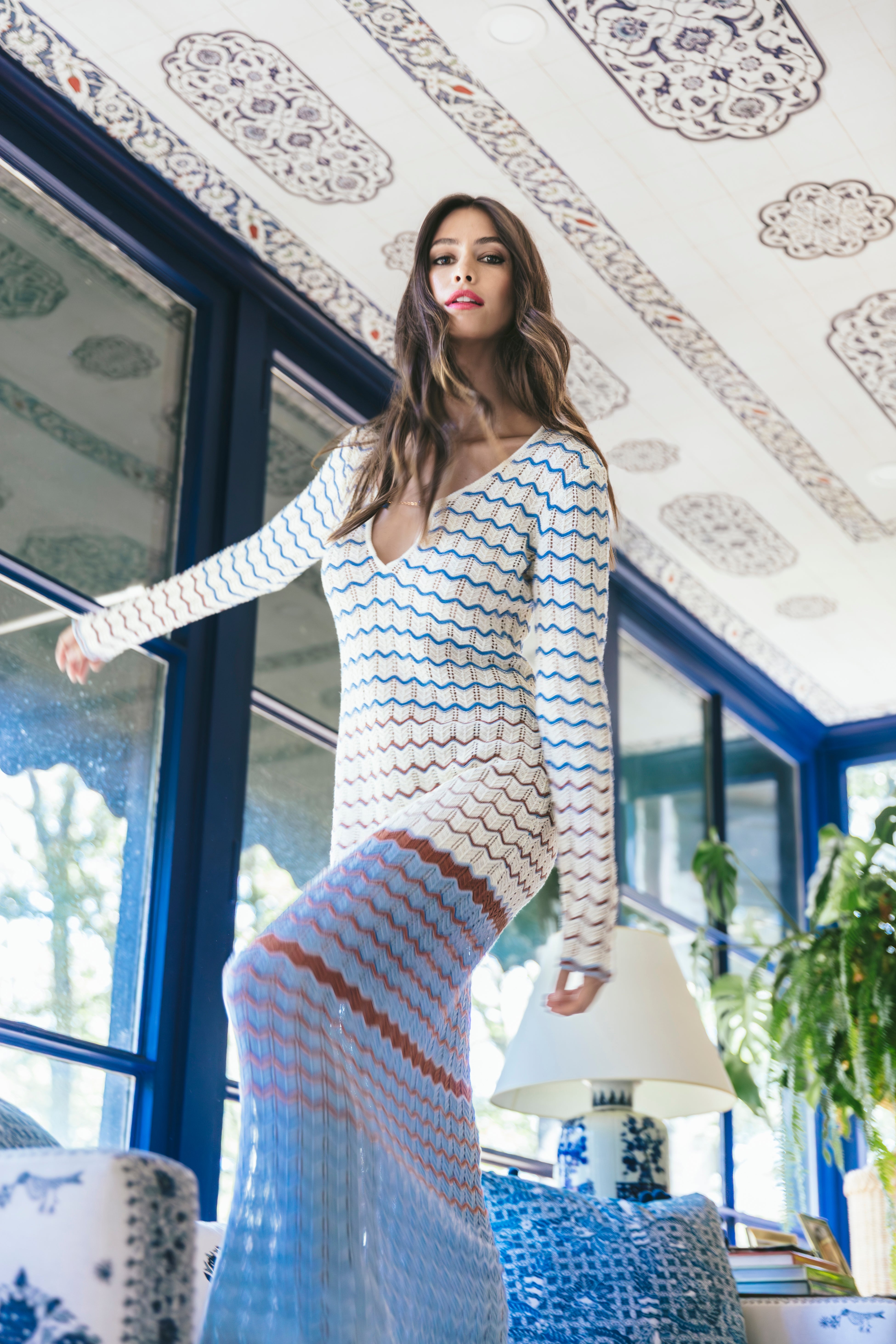 Jane Dress in ZigZag Blue Multi