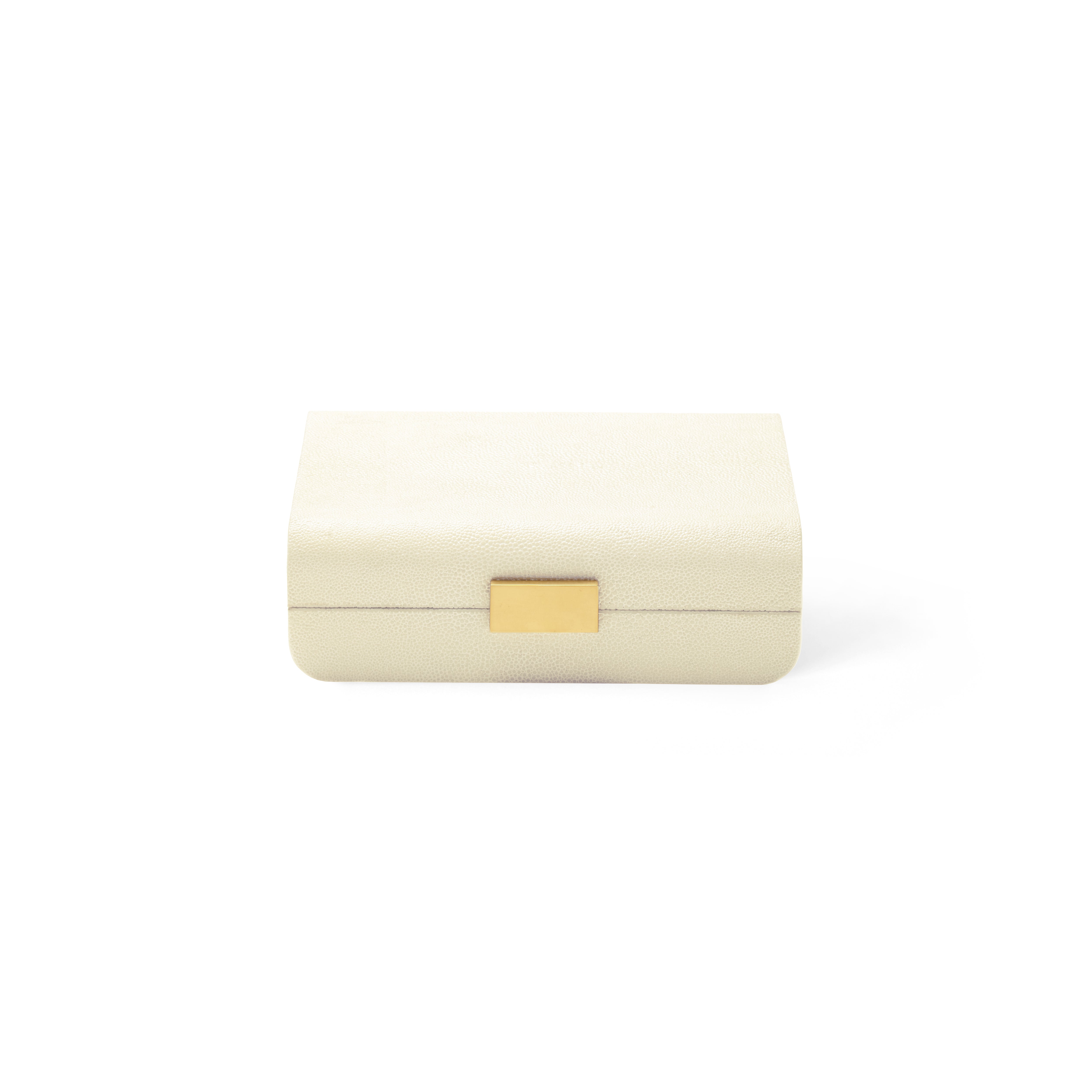 Modern Shagreen Small Jewelry Box in Cream