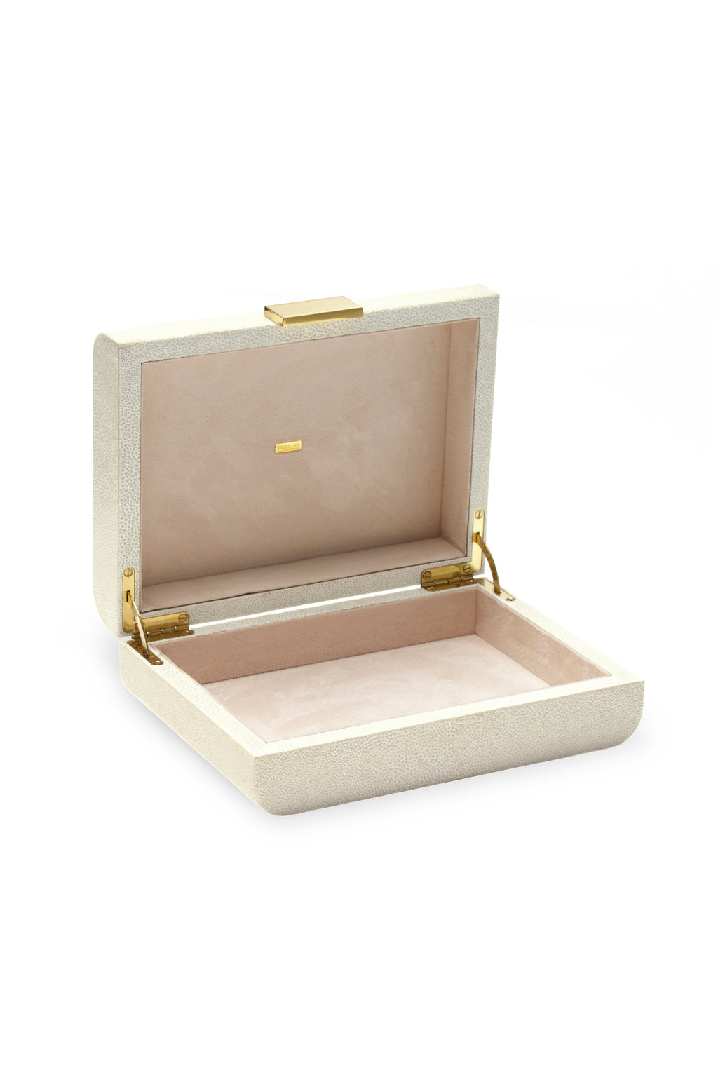 Modern Shagreen Small Jewelry Box in Cream