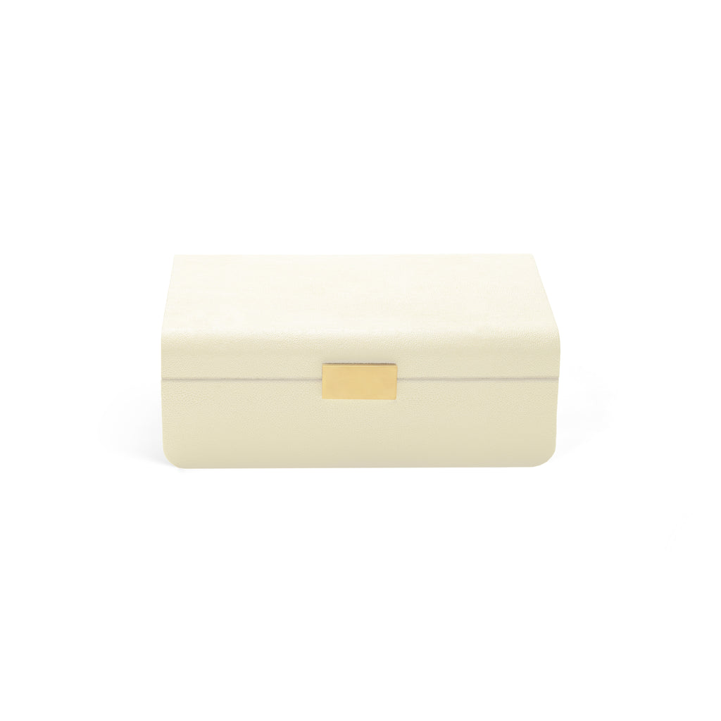 Modern Shagreen Large Jewelry Box in Cream