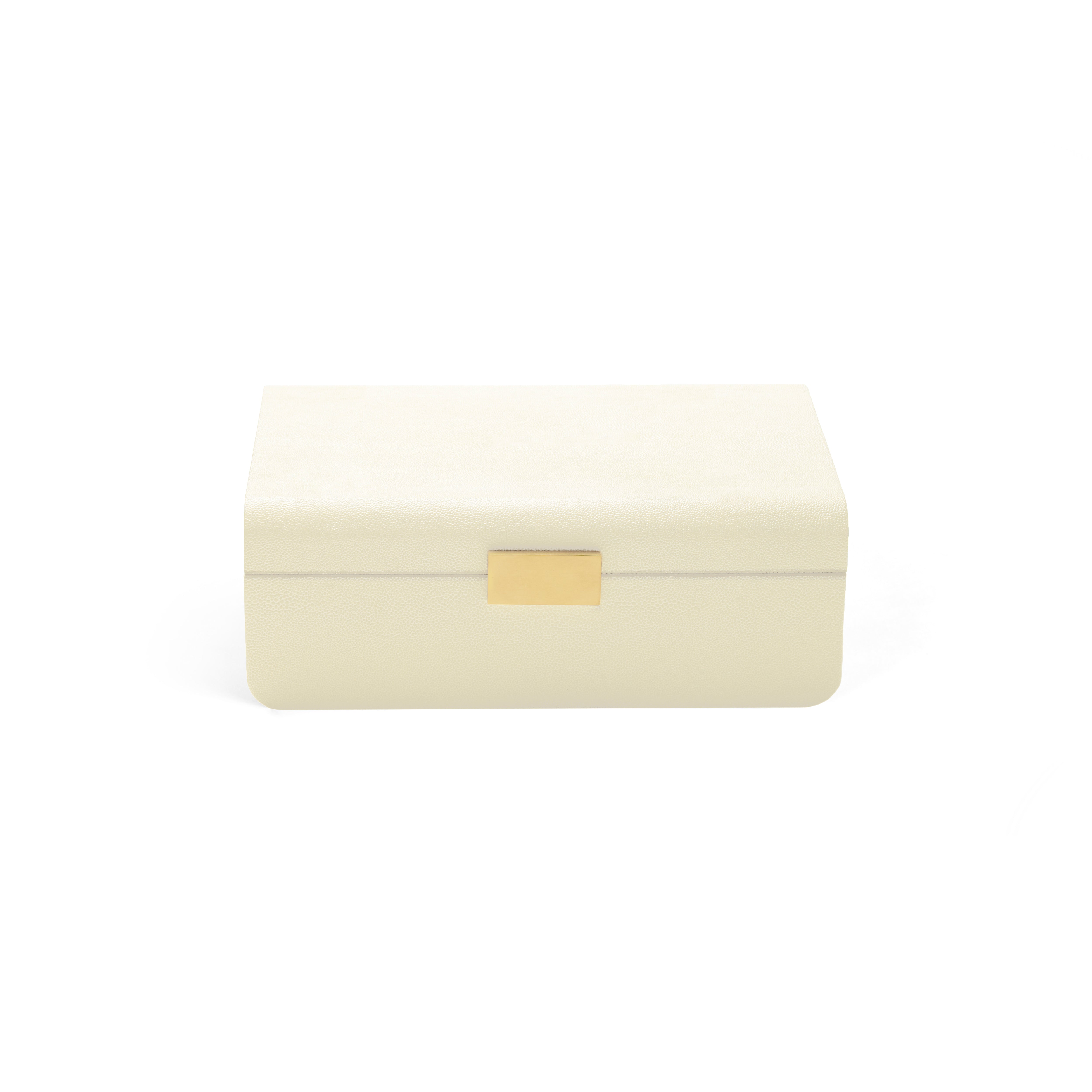 Modern Shagreen Large Jewelry Box in Cream