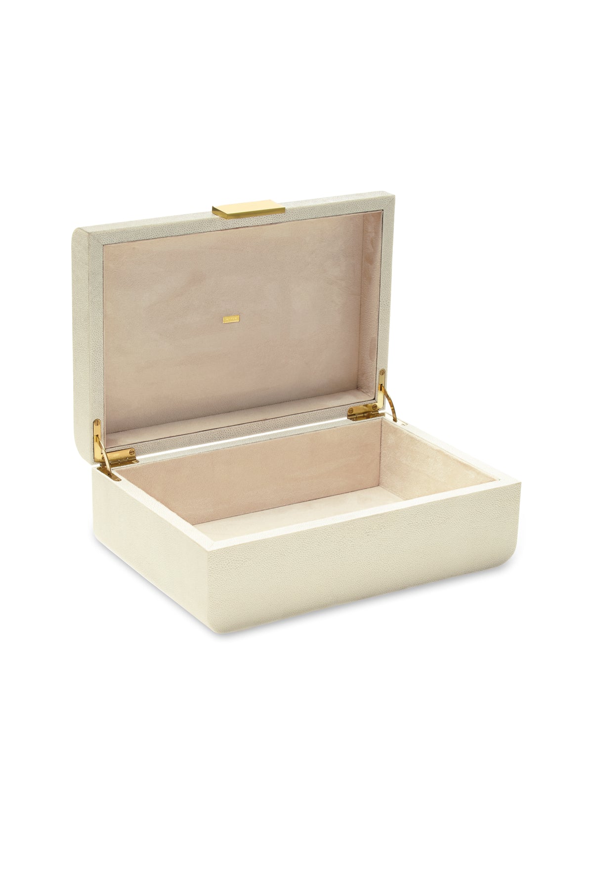 Modern Shagreen Large Jewelry Box in Cream