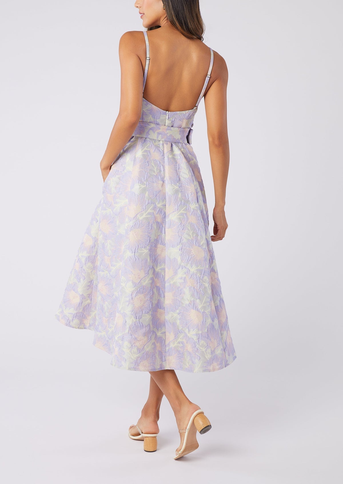 Annabelle Dress in Lilac Floral Jacquard