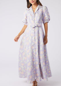 Charlotte Gown in Lilac Floral Jacquard