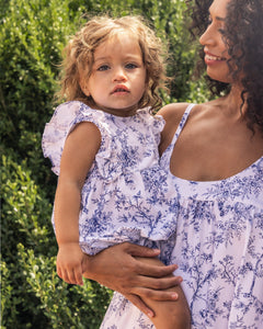 Baby’s Twill Ruffled Romper in Timeless Toile