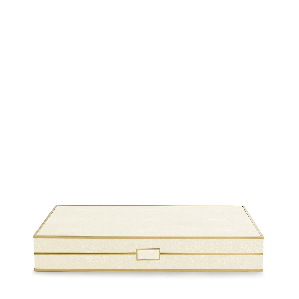 Cream Shagreen Backgammon Set with Dice
