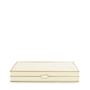 Cream Shagreen Backgammon Set with Dice