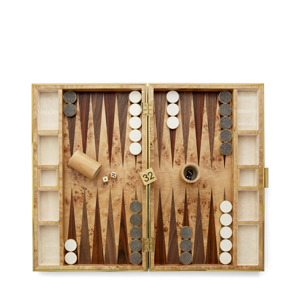 Cream Shagreen Backgammon Set with Dice