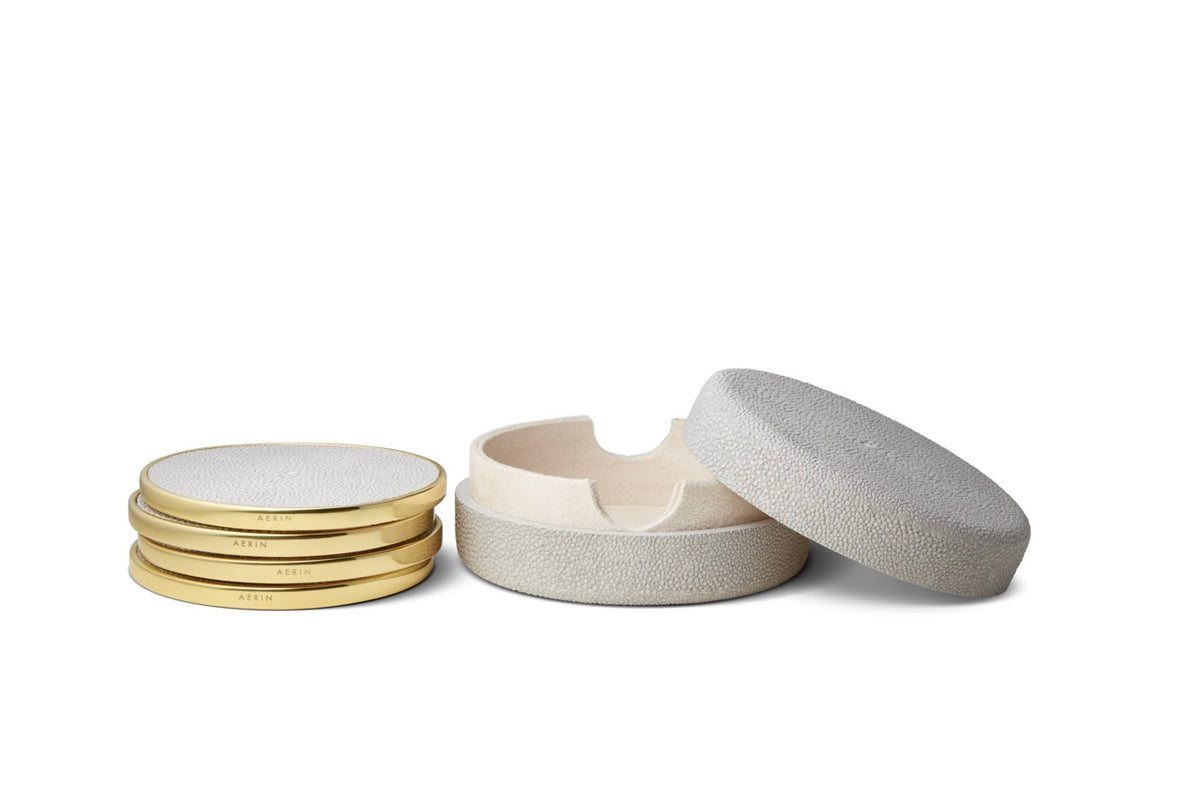 Shagreen Coasters in Dove, Set of 4