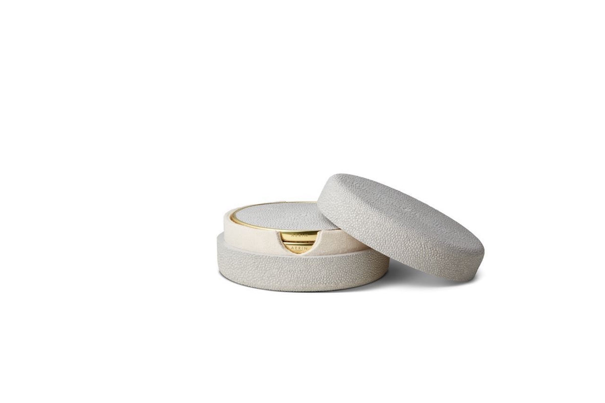Shagreen Coasters in Dove, Set of 4