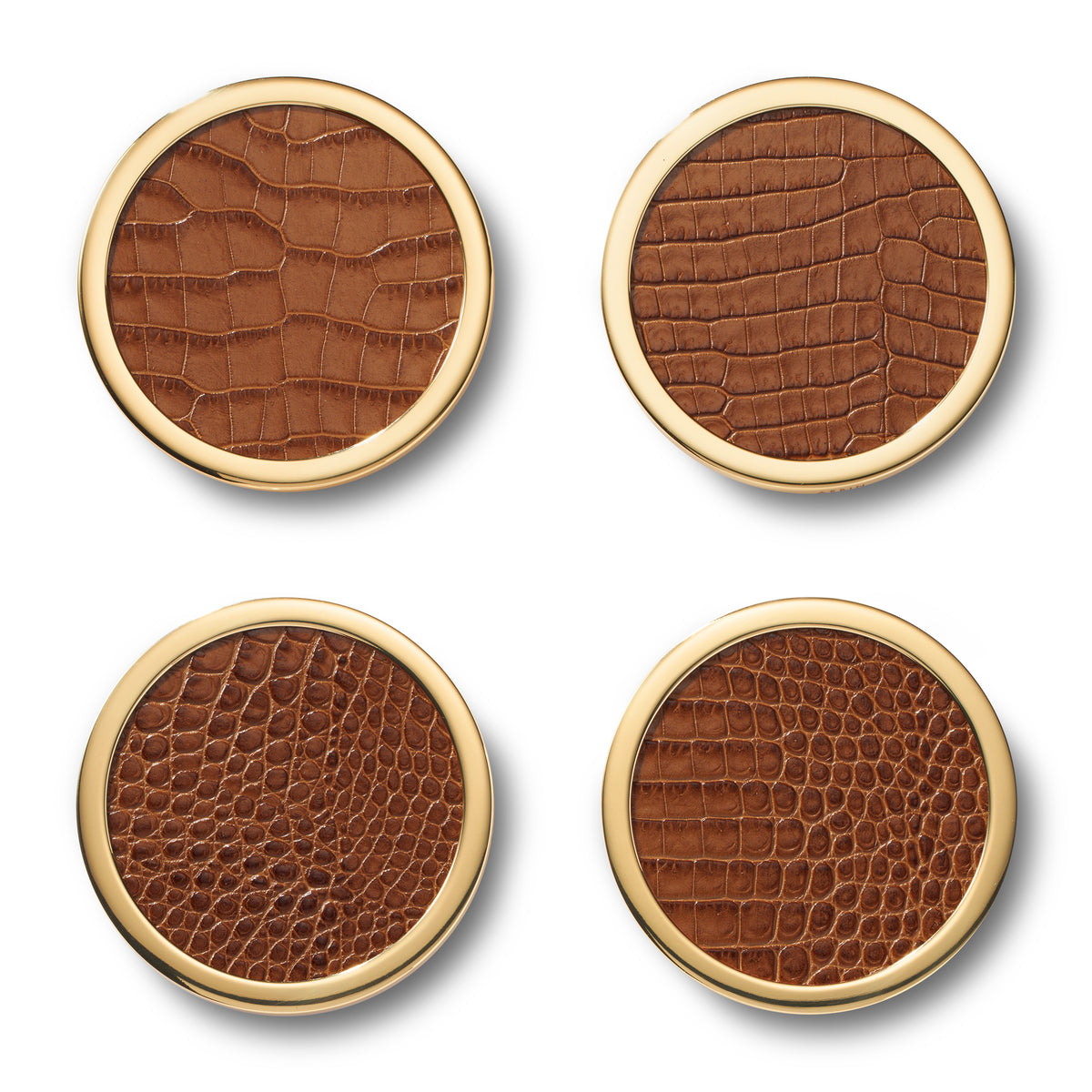 Classic Croc Leather Coasters in Chestnut, Set of 4