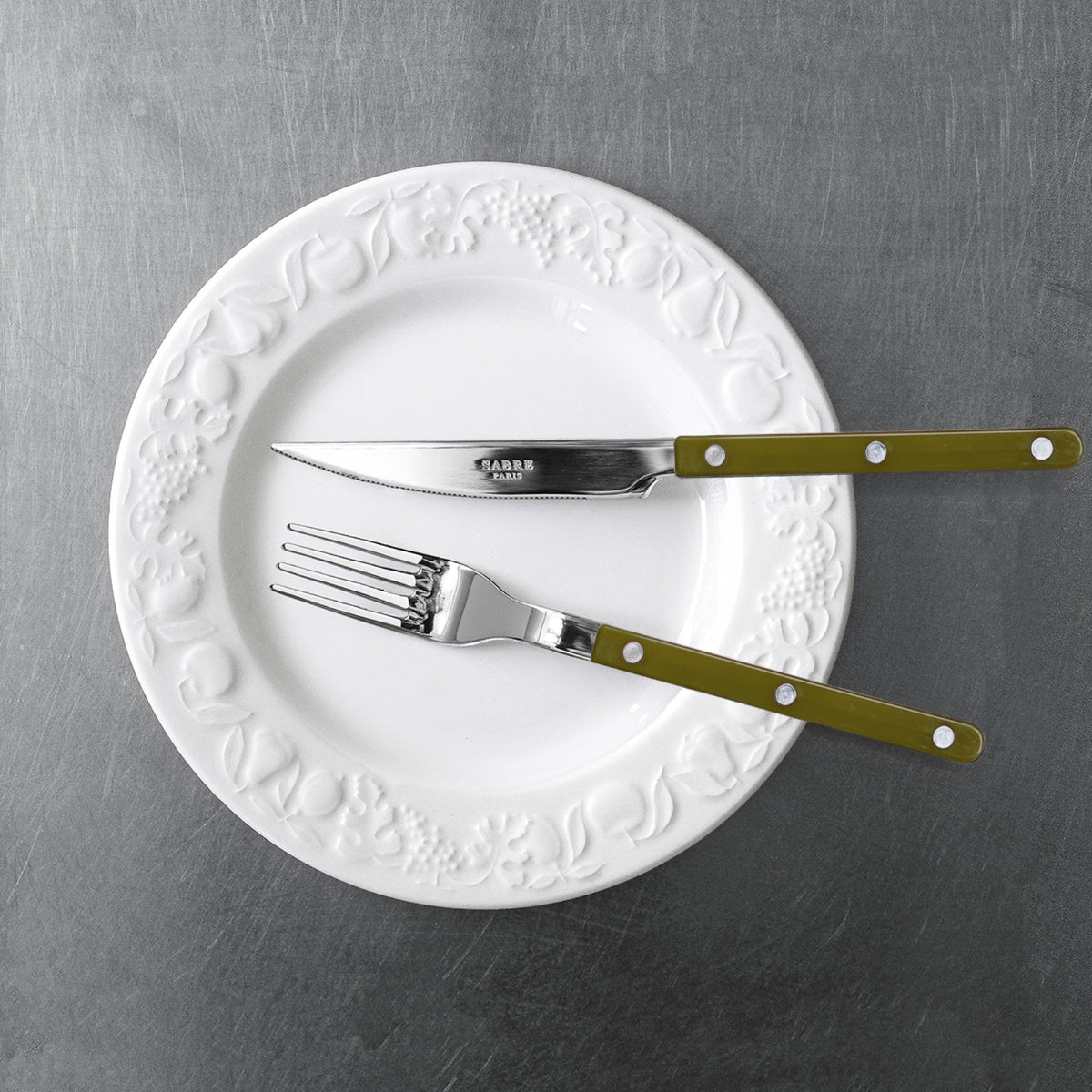Bistrot Place Setting in Green Fern, Set of 5