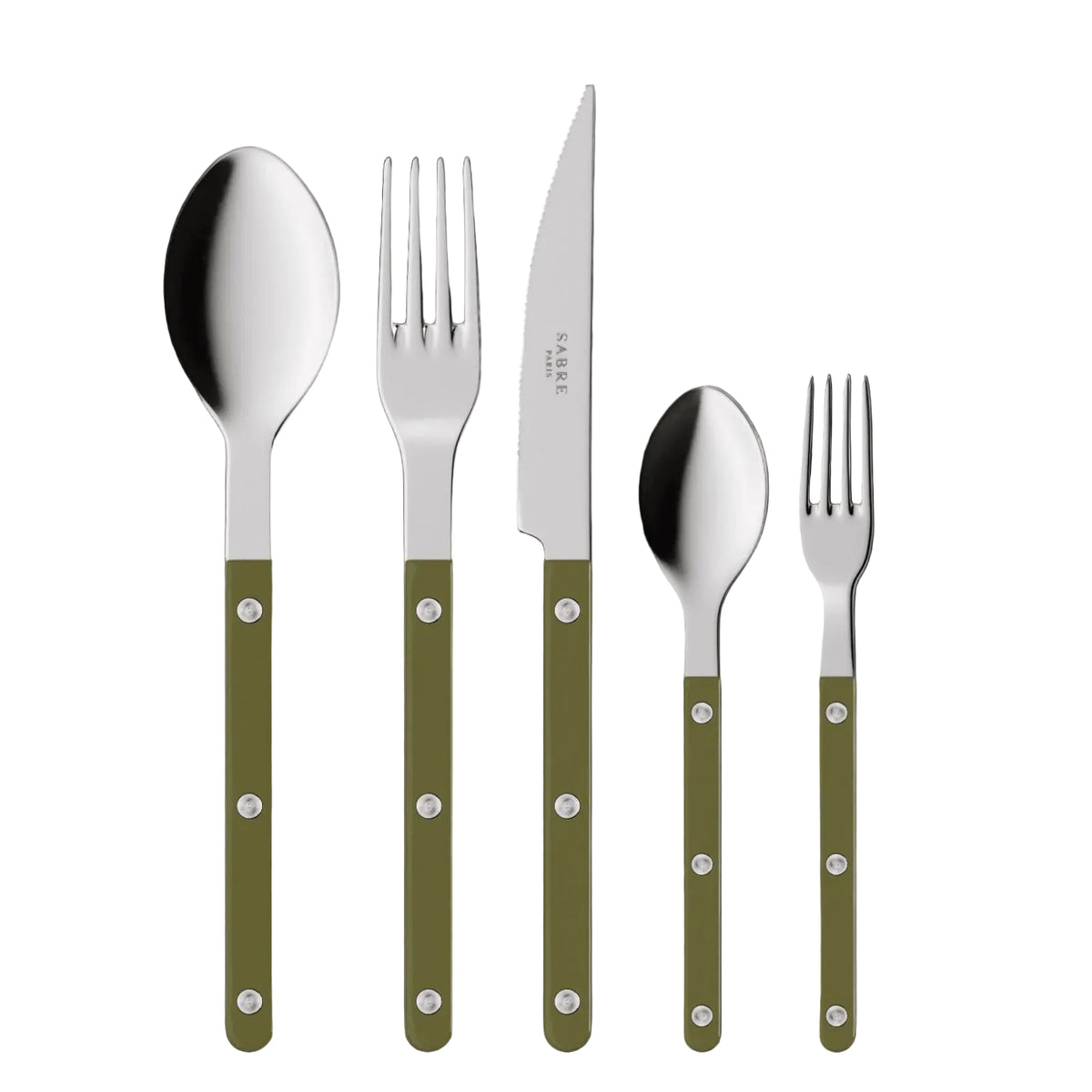 Bistrot Place Setting in Green Fern, Set of 5