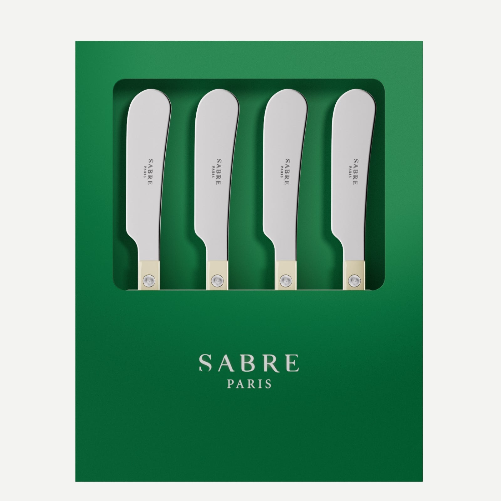 Box of 4 butter spreaders, Bistrot Solid, Ivory