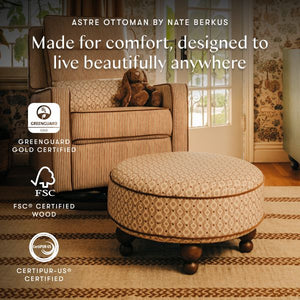 Astre Ottoman by Nate Berkus in Performance Bronze Star Eco-Crossweave with Toffee Feet