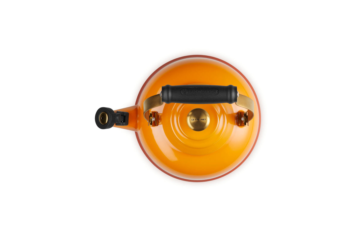 Le Creuset Whistling Kettle with Light Gold Knob, 1.7 qt., Persimmon