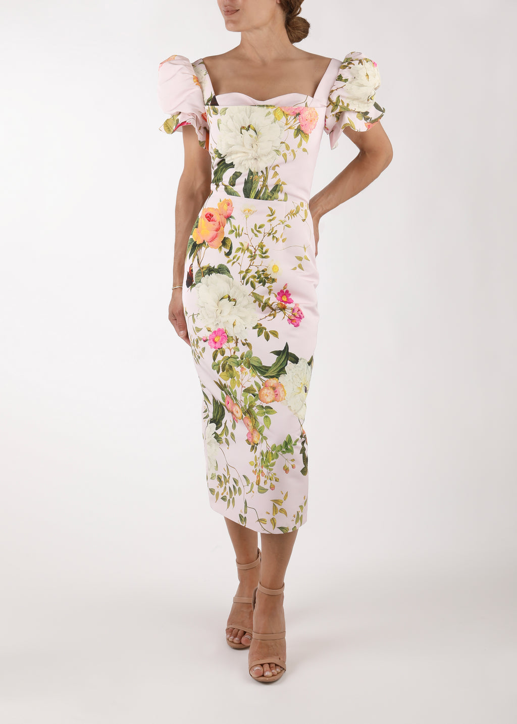 maria bow tie front silky floral midi dress Women's Audrey Parks Maria Bow Tie Front Silky Floral Midi Dress Size XL
