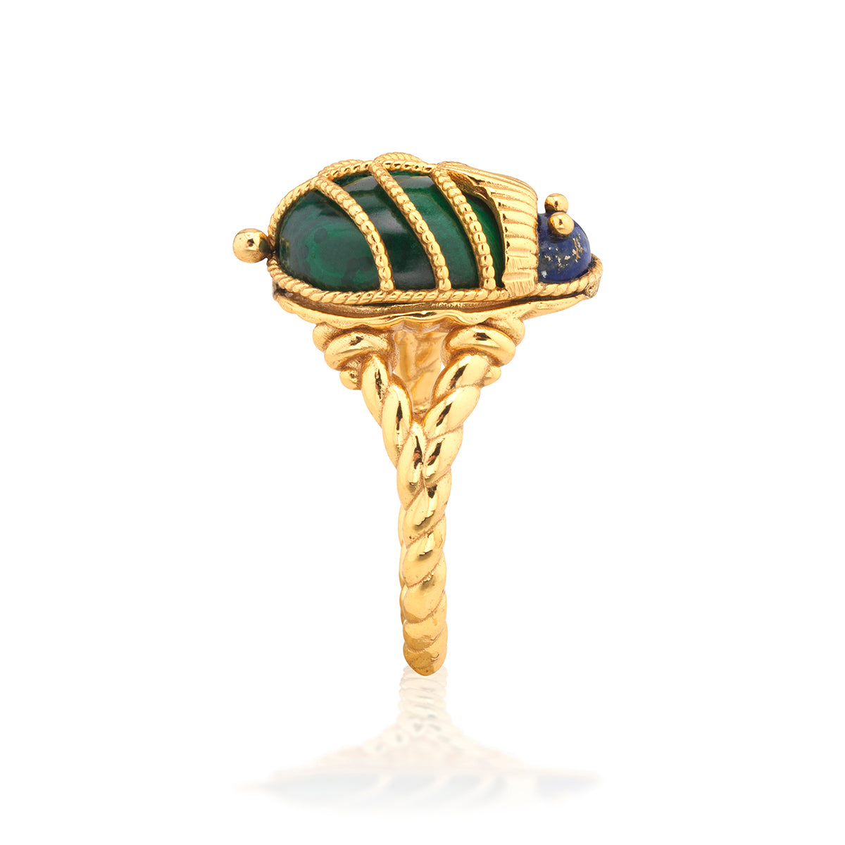 Scarab Petite Ring in Lapis/Malachite