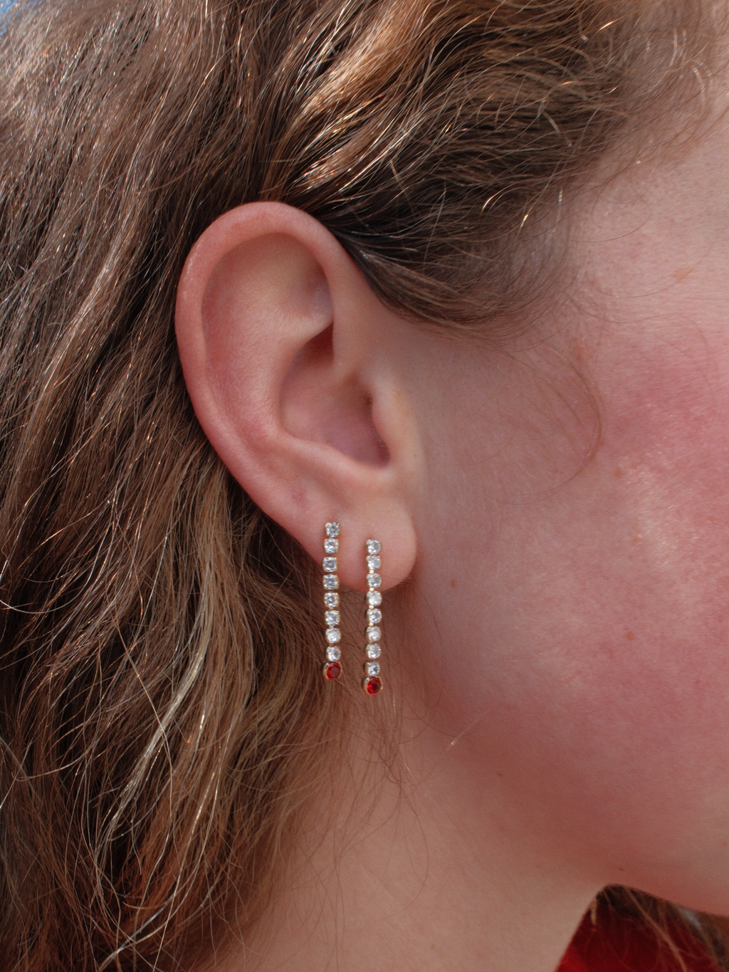 Celia Drop Earrings in Red