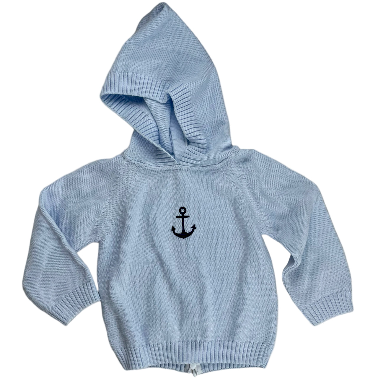 Zip Back Hoodie with Raglan Sleeve in Blue