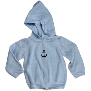 Zip Back Hoodie with Raglan Sleeve in Blue
