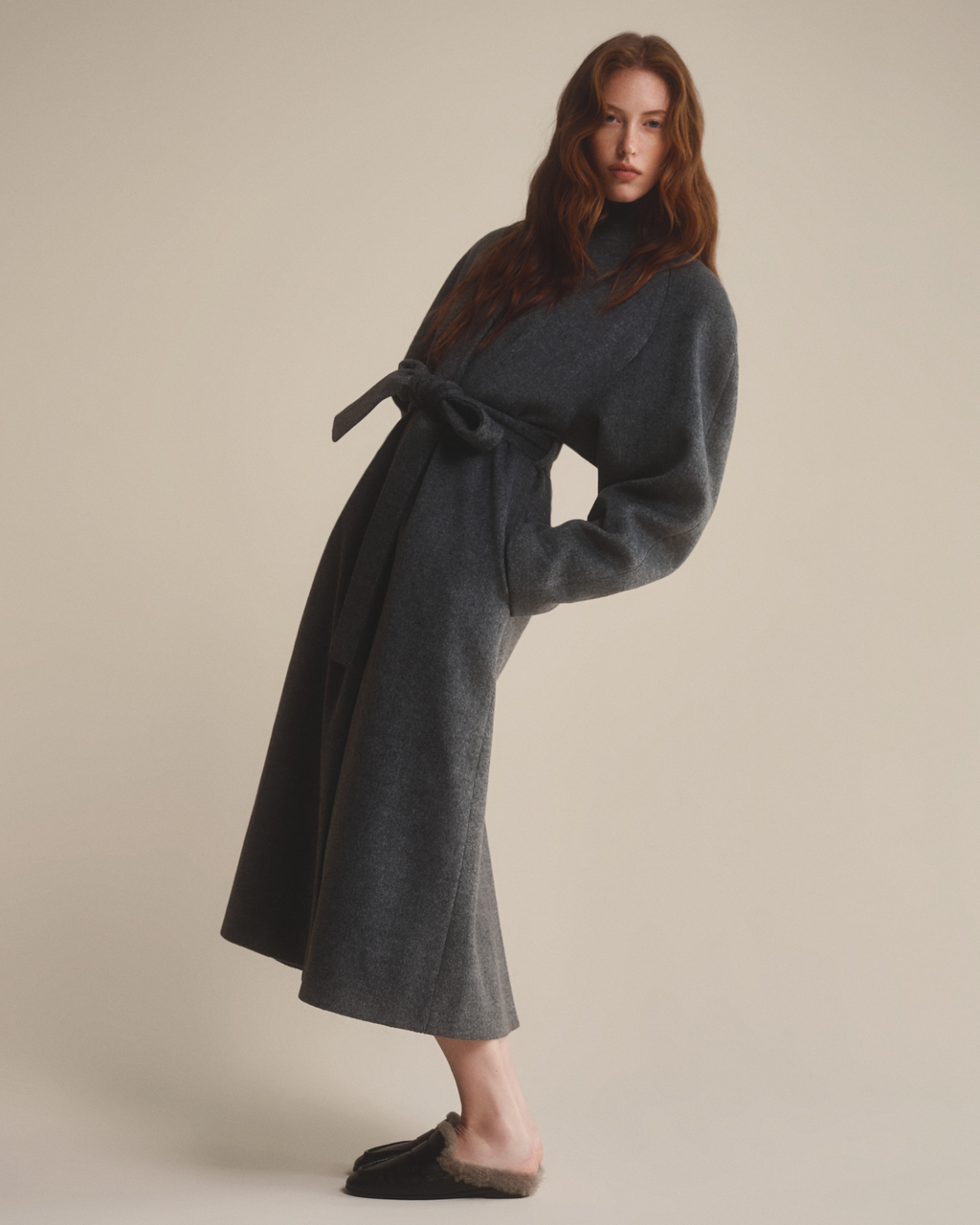 Theo Mule in Black Leather/Caramel Shearling