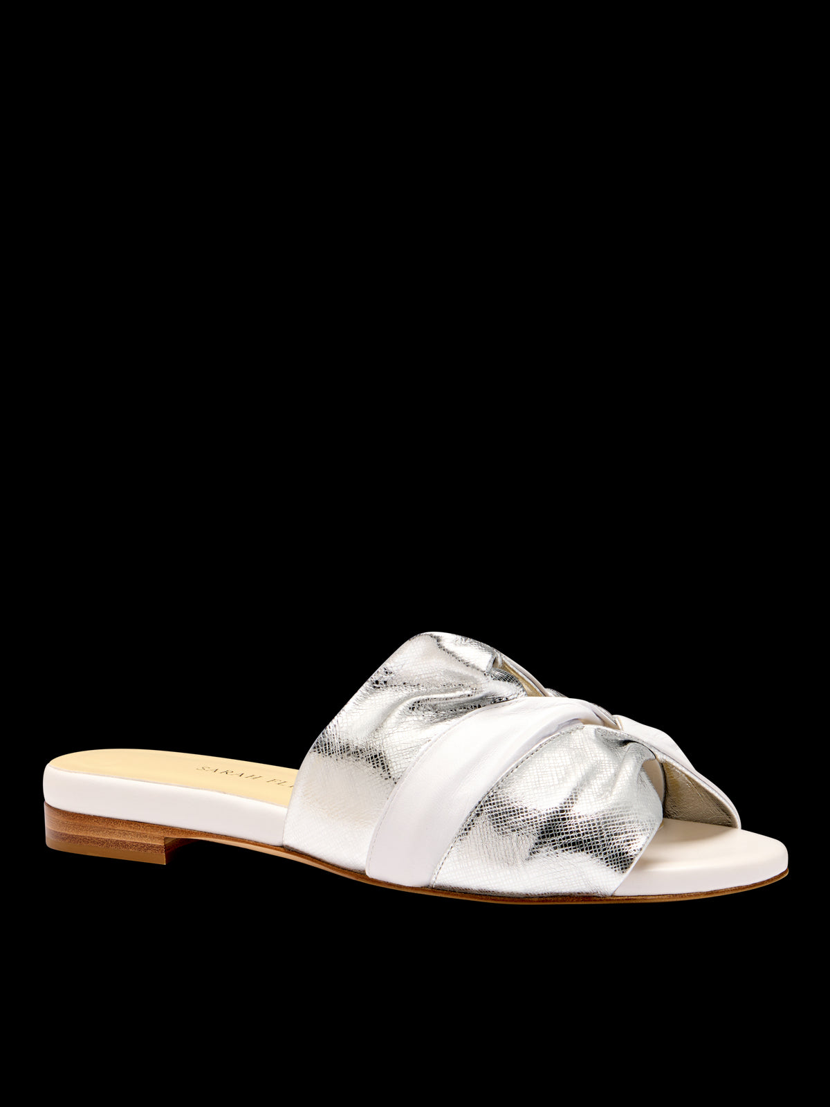 Arabesque Slide in White And Silver Textured Nappa