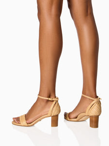 Perfect Block Sandal 60 in Almond Raffia