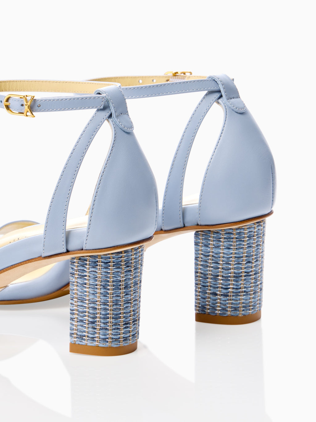 Perfect Block Sandal 60 in Dusty Blue Calf