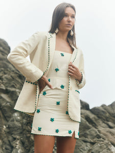 Amber Blazer in Ivory & Turquoise