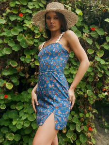 Rickie Mini Dress in Blue Floral Spritz