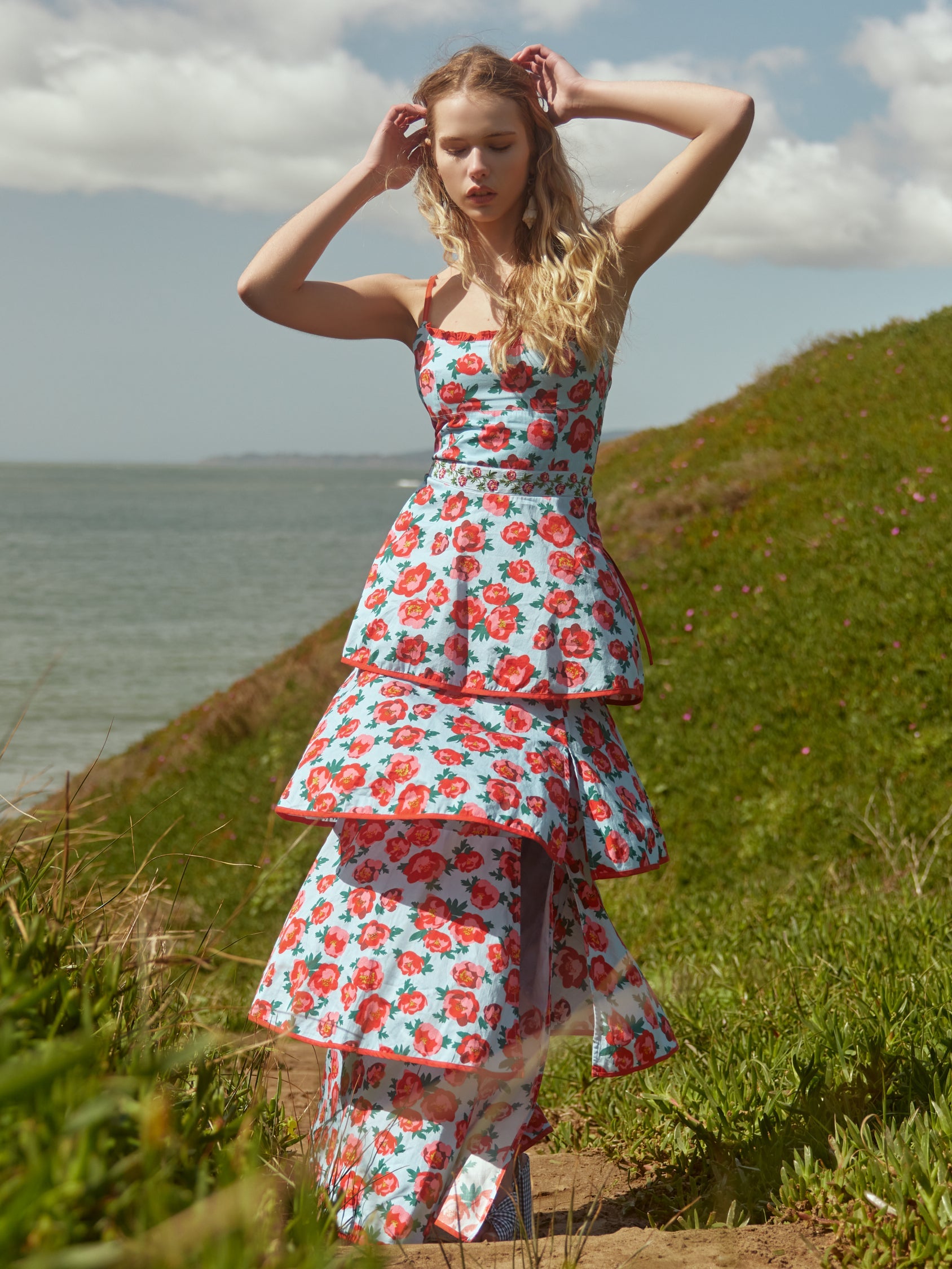 Wendy Dress in Clear Sky/Salsa Large Floral