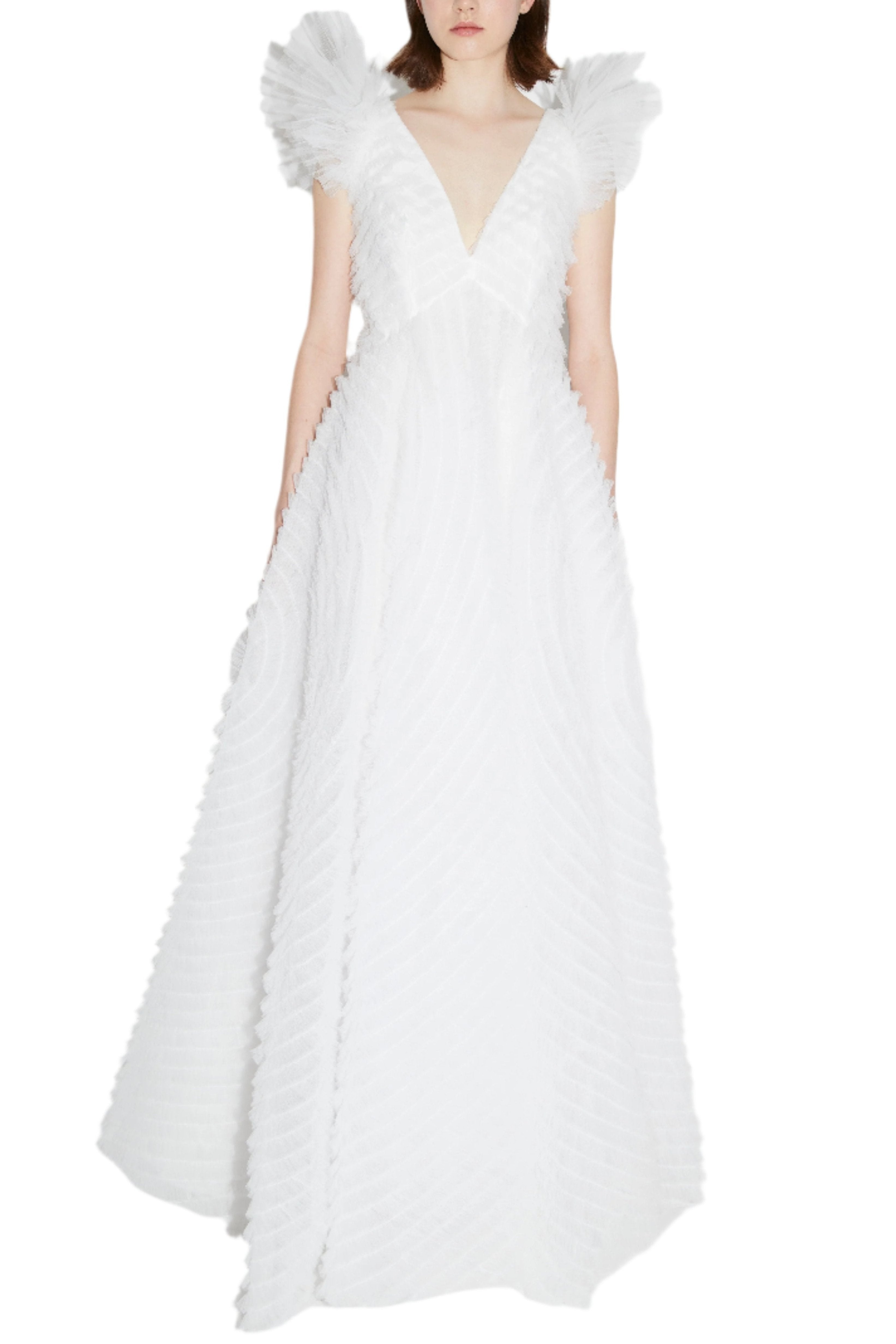 Floria Gown White Embroidered Tulle