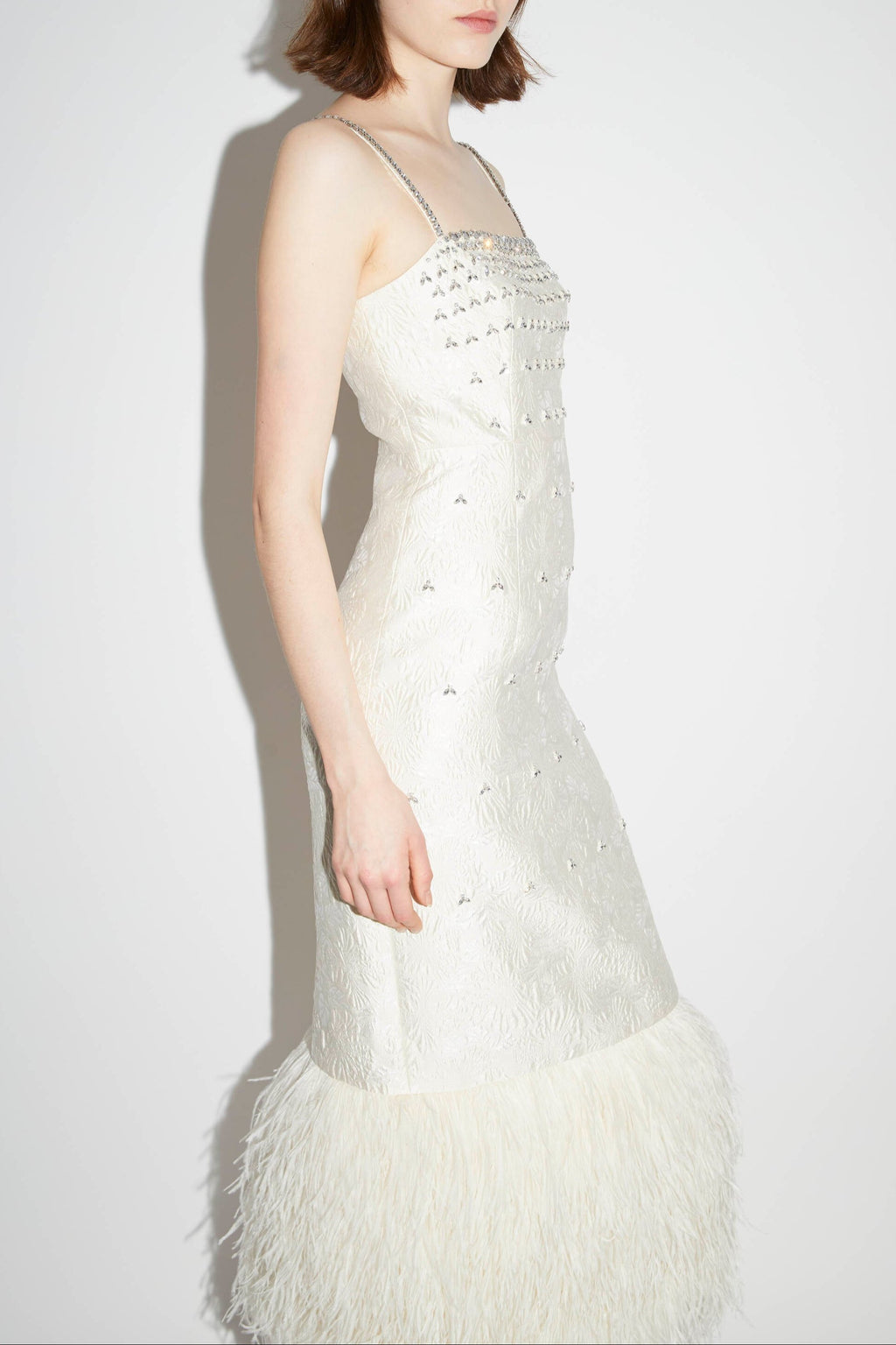 Astra Dress White Embellished Jacquard US 12 | UK 16