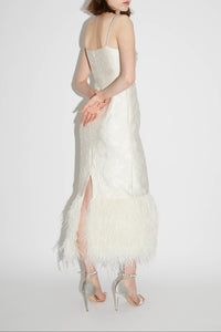 Astra Dress White Embellished Jacquard