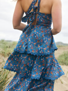 Emma Tiered Dress in Blue Floral Spritz