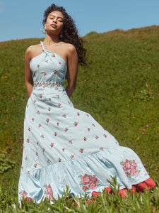 Isabel Dress in Clear Sky/Salsa Ditsy Floral/Salsa Floral Embroidery