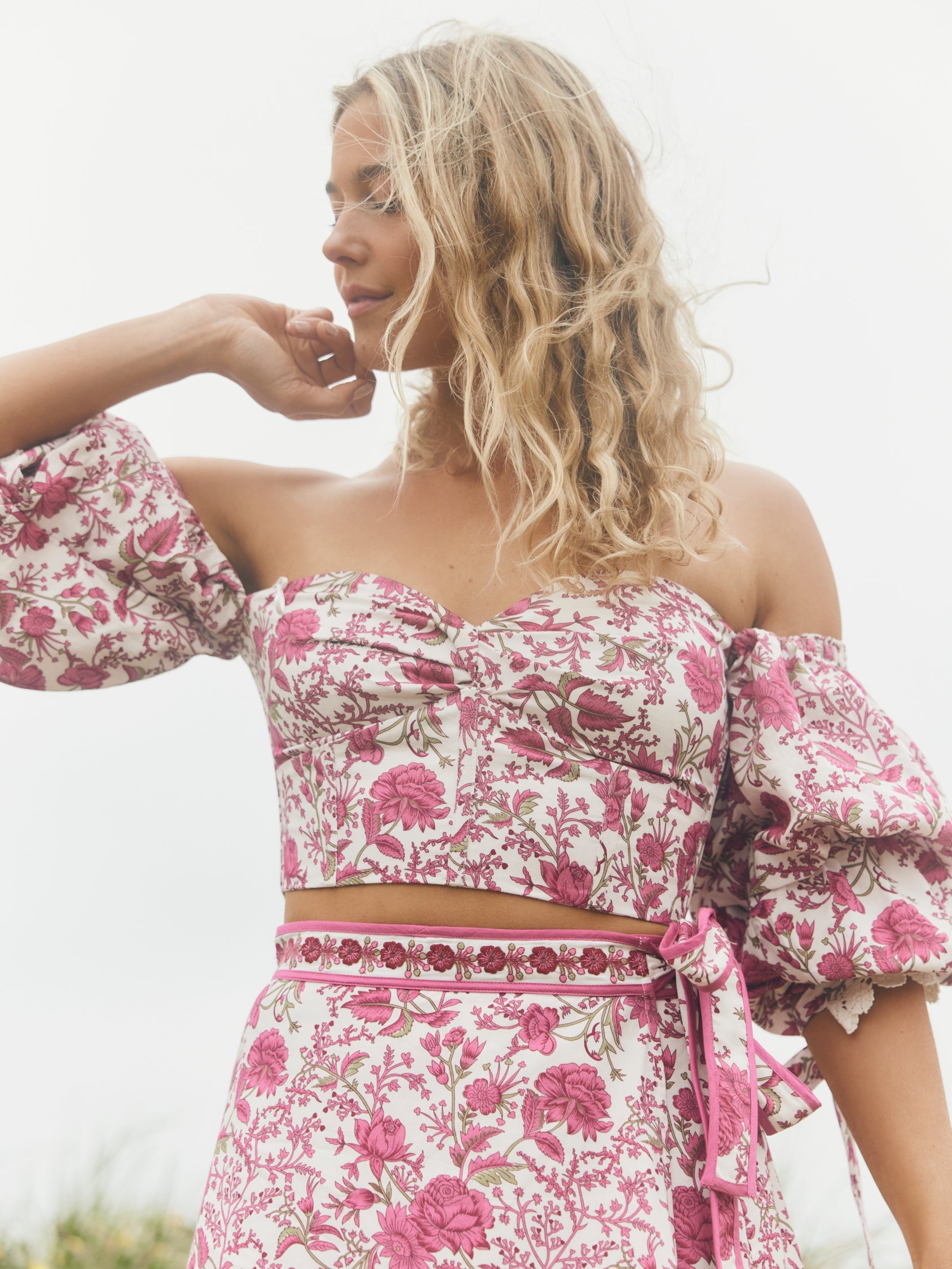 Hadley Off-The-Shoulder Top in Carmine Rose Floral