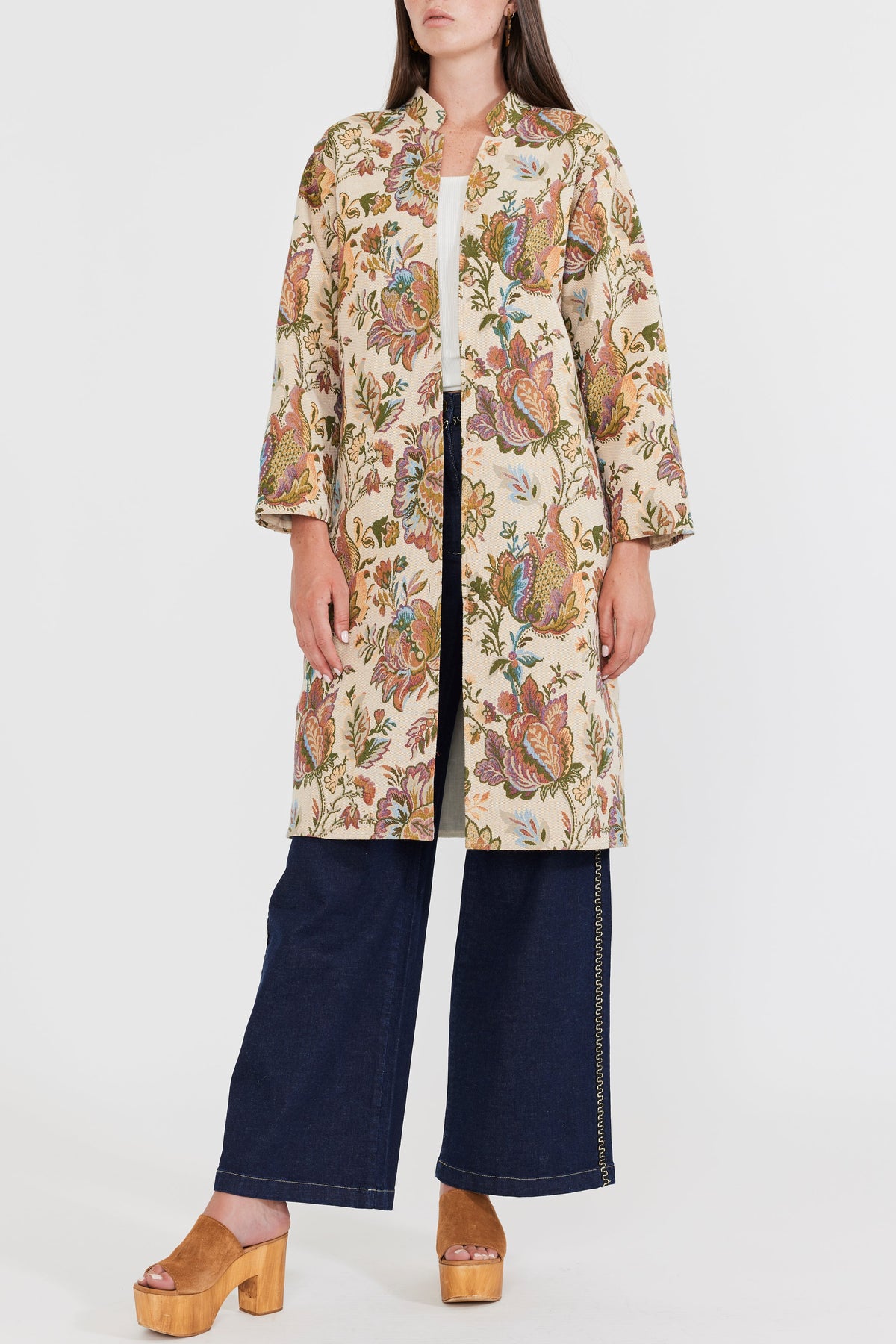 Janean Midi Jacket in Rainbow Floral Jacquard