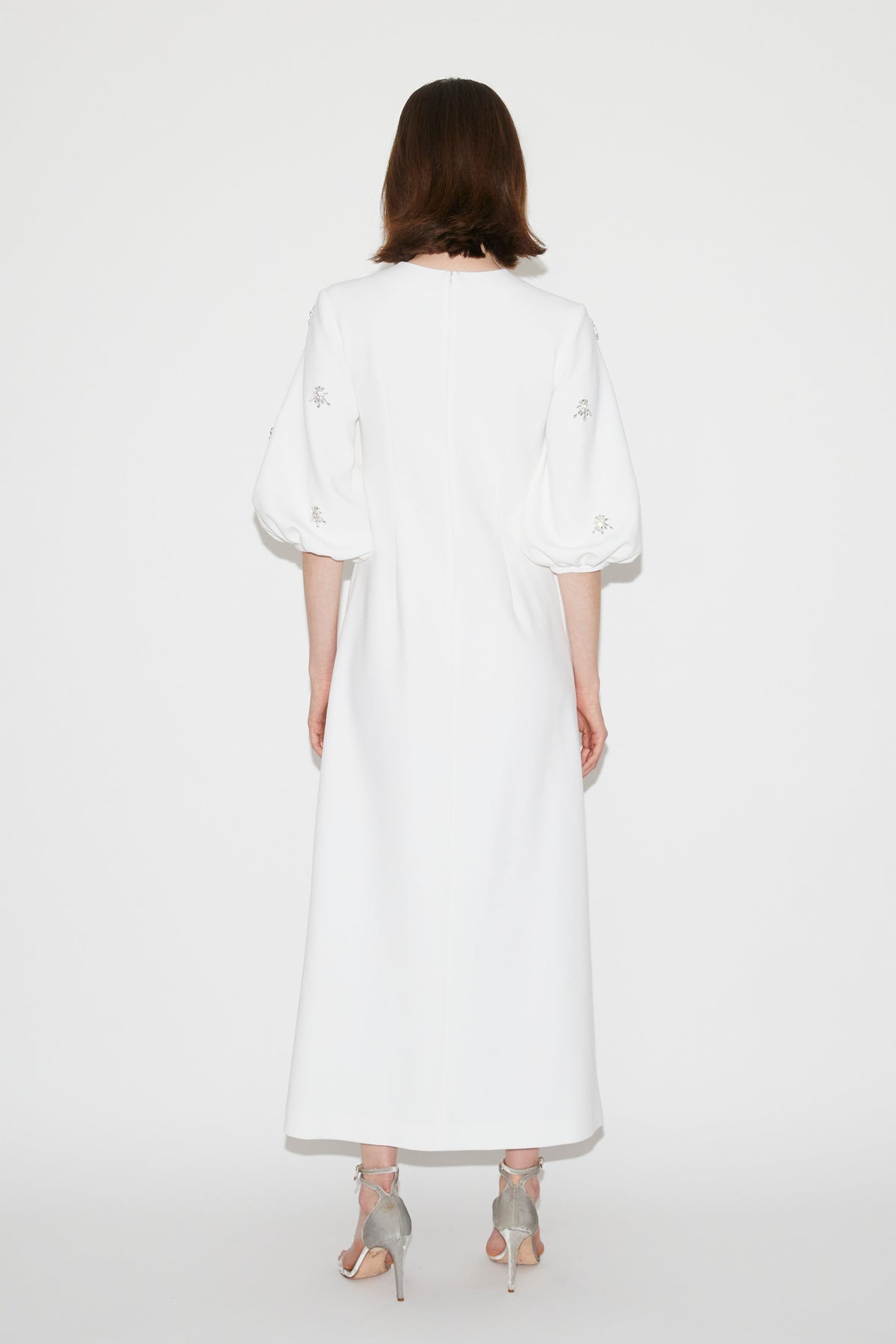 Joelle Dress Pure White Embellished Crepe