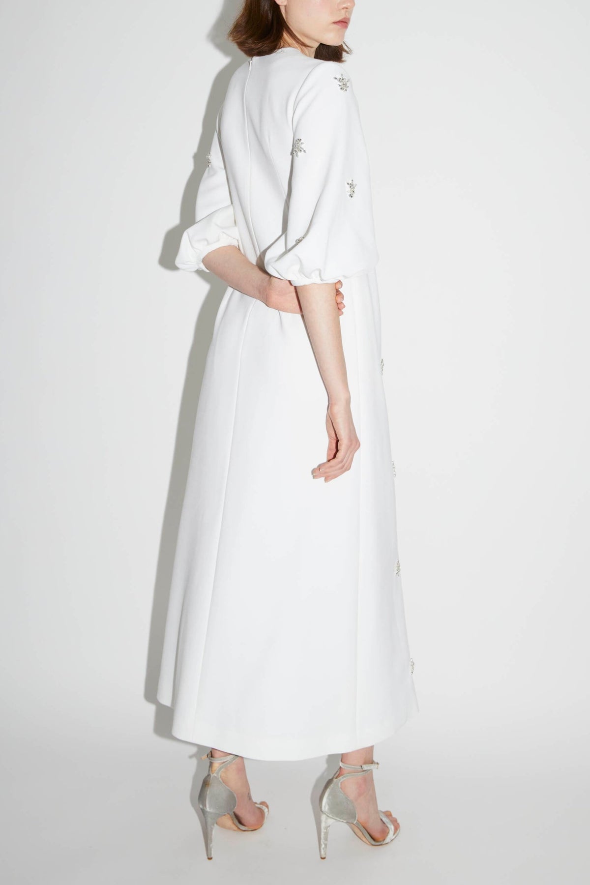 Joelle Dress Pure White Embellished Crepe