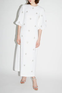 Joelle Dress Pure White Embellished Crepe