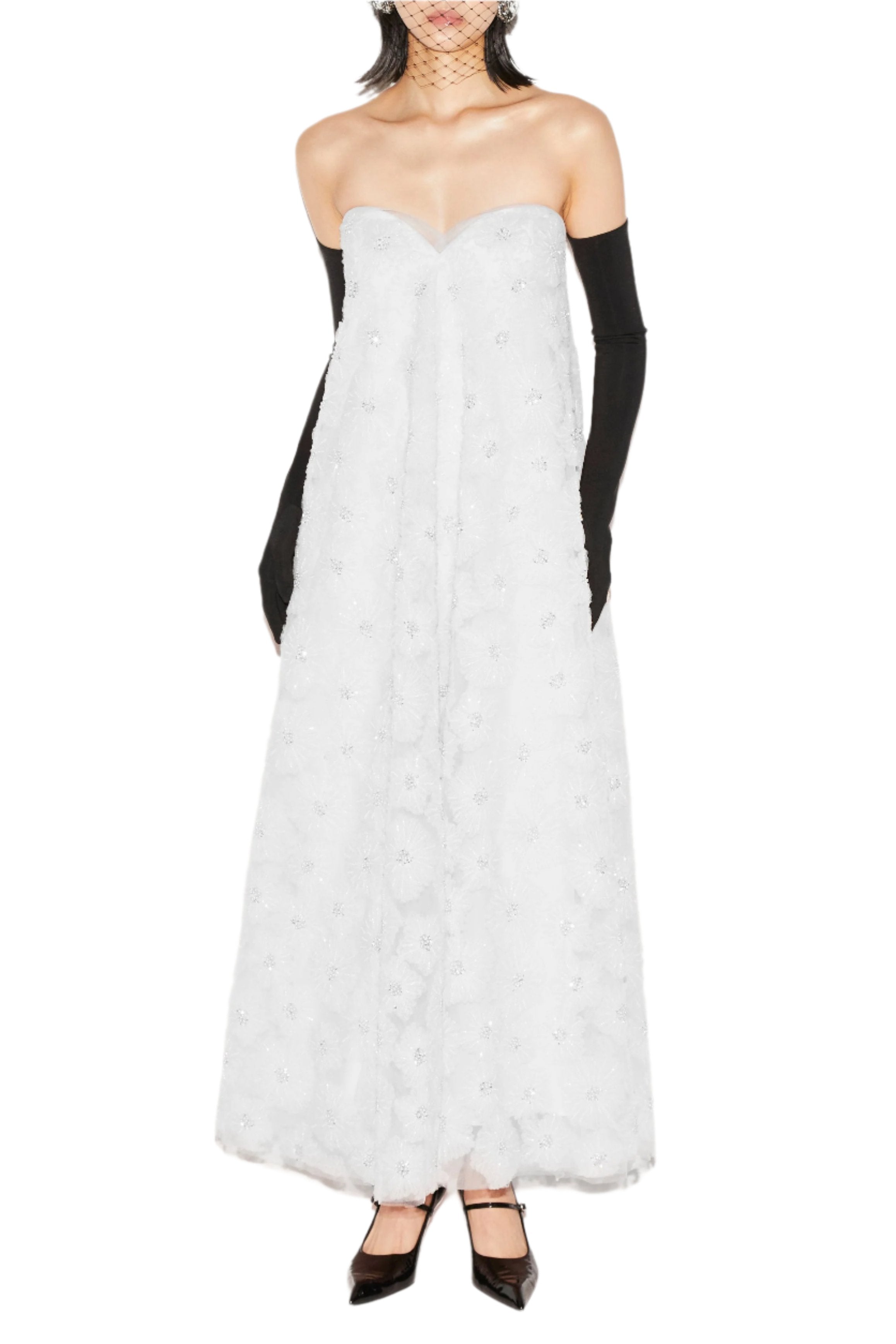 Vivia Gown White Embroiered Tulle