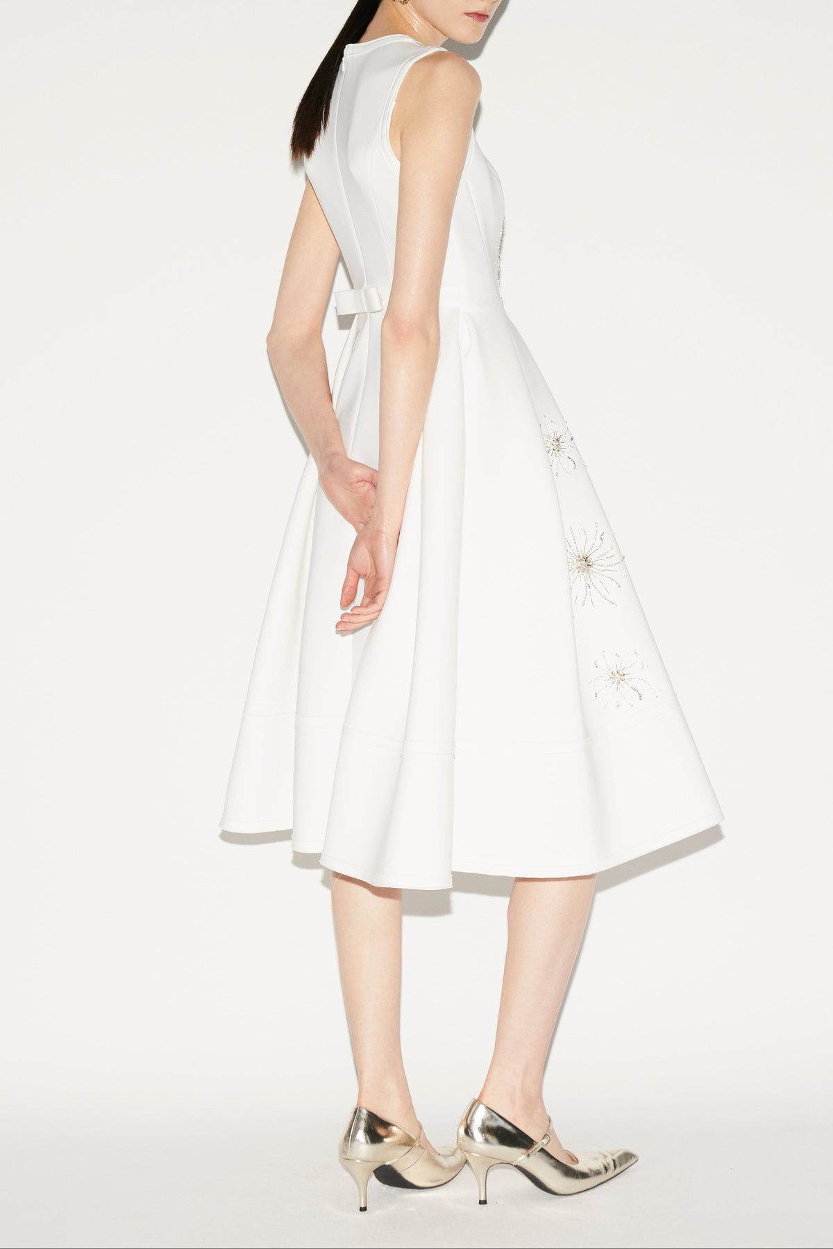 May Dress White Embellished Scuba