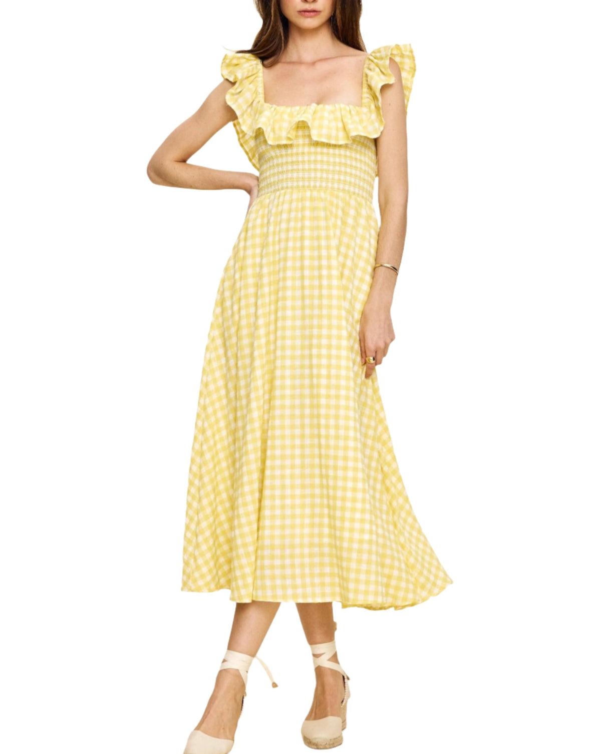 Annabelle Dress in Yellow Gingham